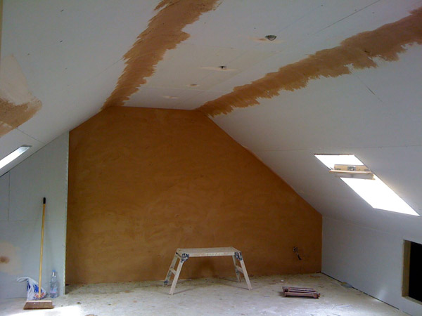 Part build loft conversion plasterboard